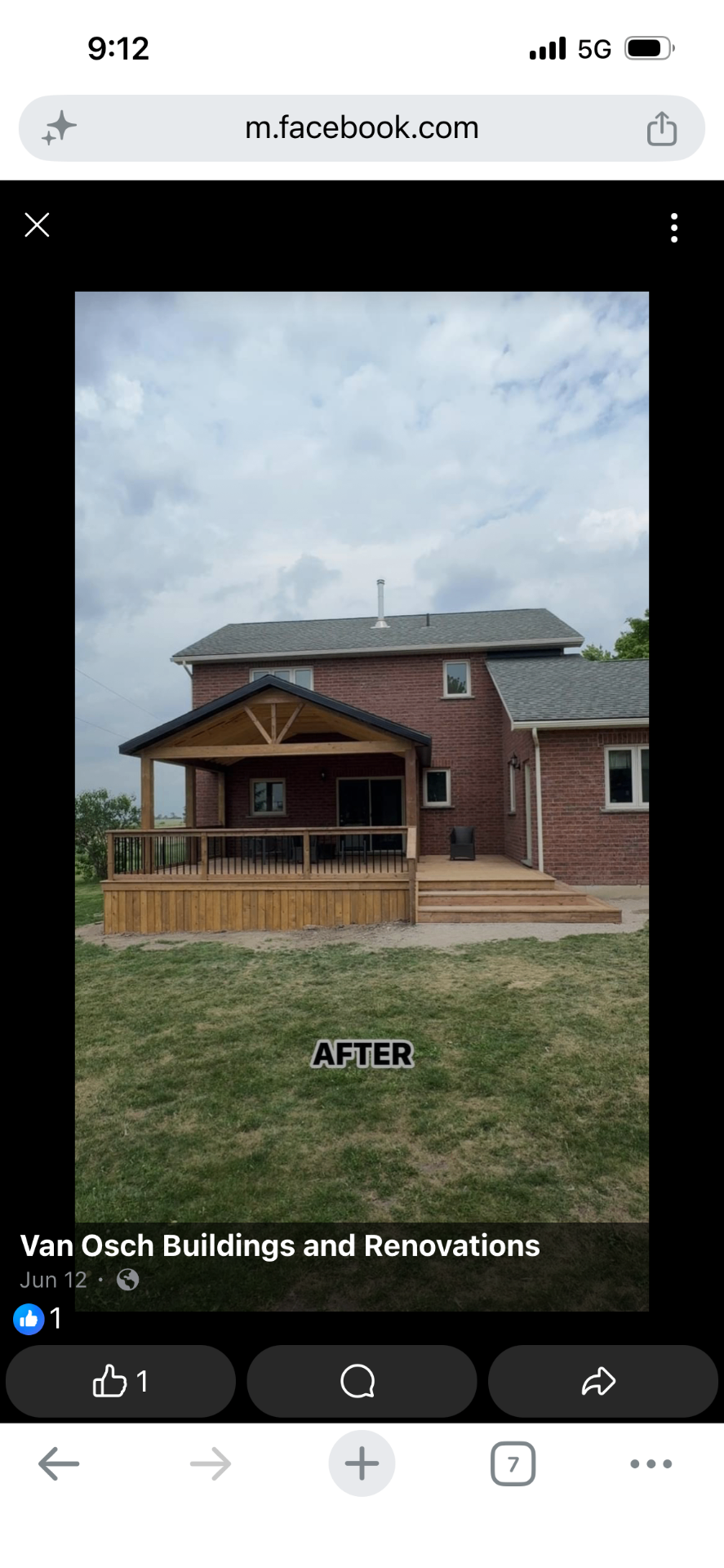 Custom covered porch addition on a brick farmhouse by Van Osch Buildings & Renovations